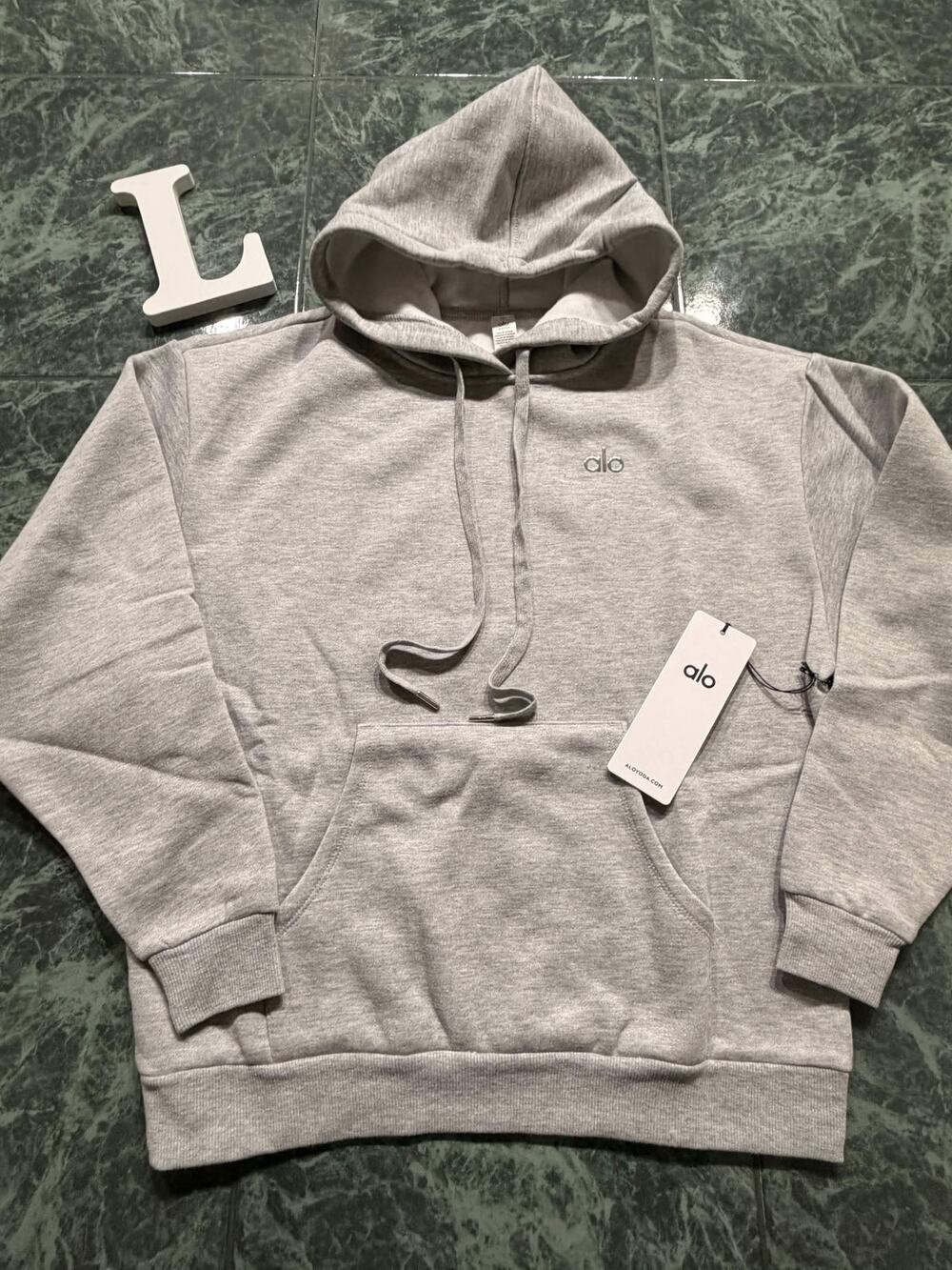 Alo Light Gray Pullover Hoodie L